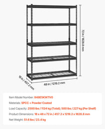 Storage Shelves 5 Tier Adjustable Heavy Duty Garage Shelving Units 2500 Lbs