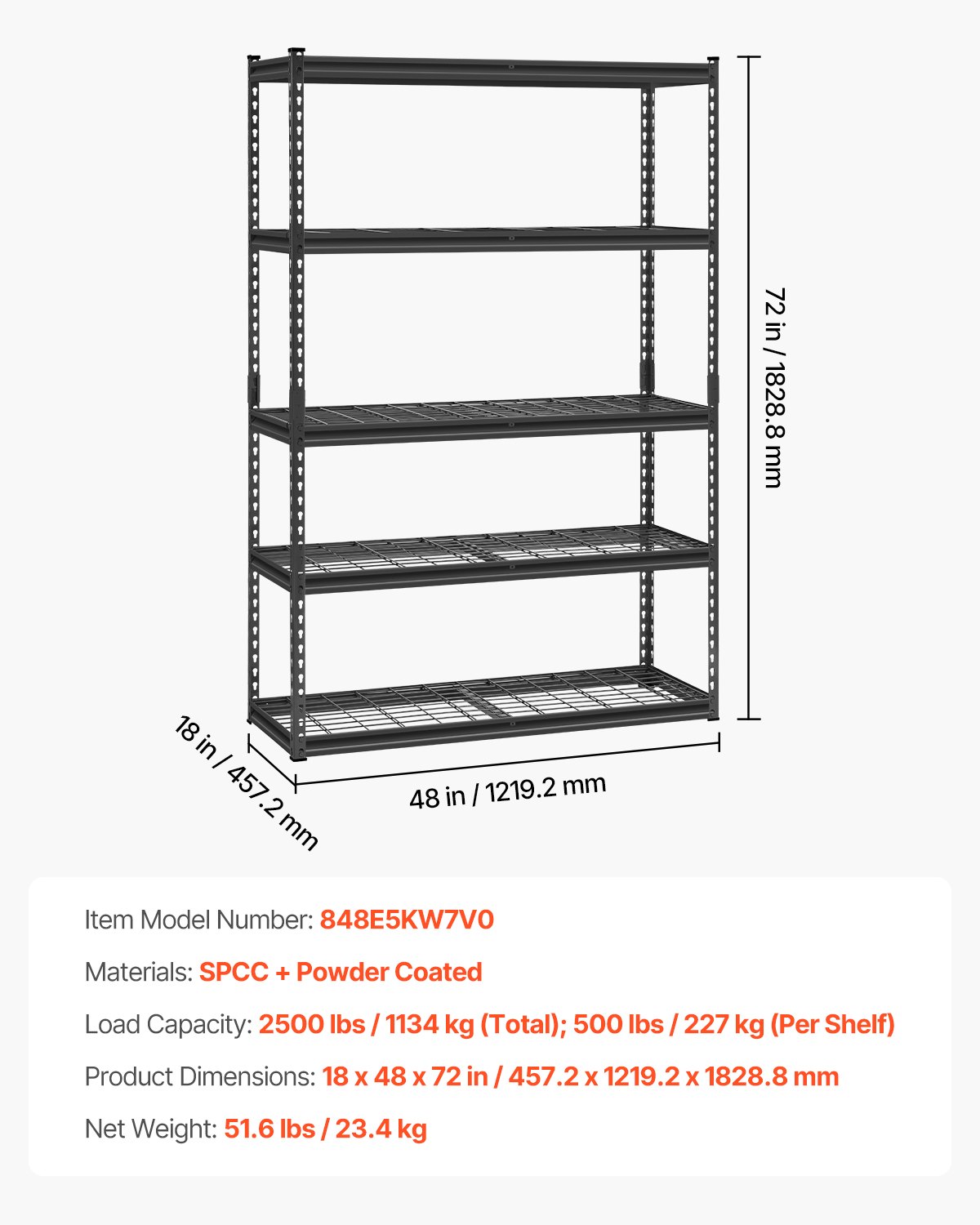 Storage Shelves 5 Tier Adjustable Heavy Duty Garage Shelving Units 2500 Lbs