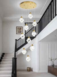 20-Light Modern Chandelier for Foyer Crystal Chandeliers for Living Room Gold Pendant Light Fixture Staircase Chandelier for High Ceilings Dimmable LED Hanging Light with Remote