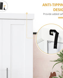 White Pantry Cabinet with Adjustable Shelving for Kitchen, Perfect for Family, White