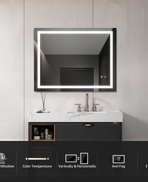 LED Bathroom Mirror With Touch Button Control
