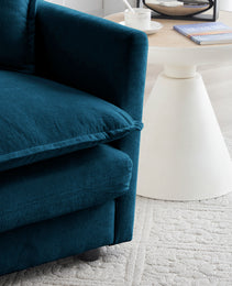 2 Seater Loveseat And Chair Set, 2 Piece Sofa & Chair Set, Loveseat And Accent Chair , 2-Piece Upholstered Chenille Sofa Living Room Couch Furniture1-2 Seat  ,Blue Chenille