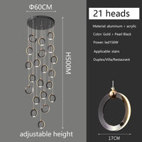 Duplex Staircase Lamp Long Chandelier Black Gold Modern Minimalist Light Luxury Creative Lighting Villa Loft Living Room Rng