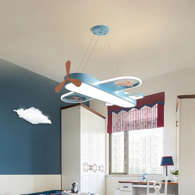 2025 Modern Pink Blue Chandelier Led Deco Designer Aircraft Lamp Baby Girl Boys Home Decor Kids Room Chandelier Lighting