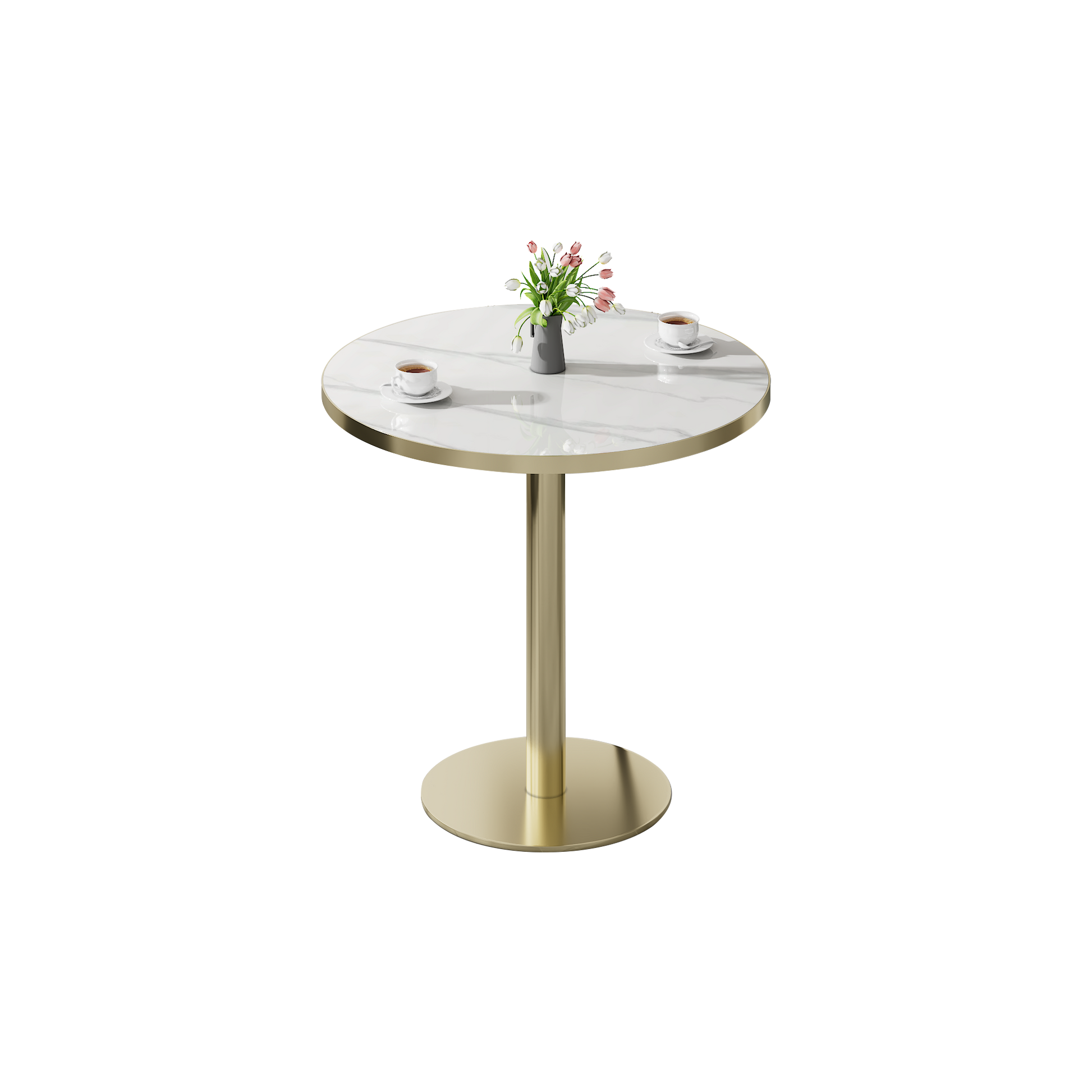 Round Modern Dinning Table 31.5 Inches Bistro Table Tulip Table With Faux Marble Top,Easy Assemble,Sturdy Metal Frame Diameter