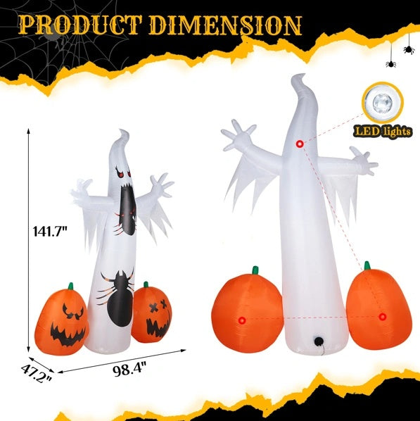 11.8 FT Halloween Inflatables Ghost Spider Pumpkin Outdoor Decorations - CJDS - FC