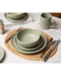 12-Piece Stoneware Dinnerware Sets With Mugs  Microwave & Dishwasher Safe  Non-Toxic Dinner Plates Bowls Set   Stackable Matte Glaze Kitchenware For 3