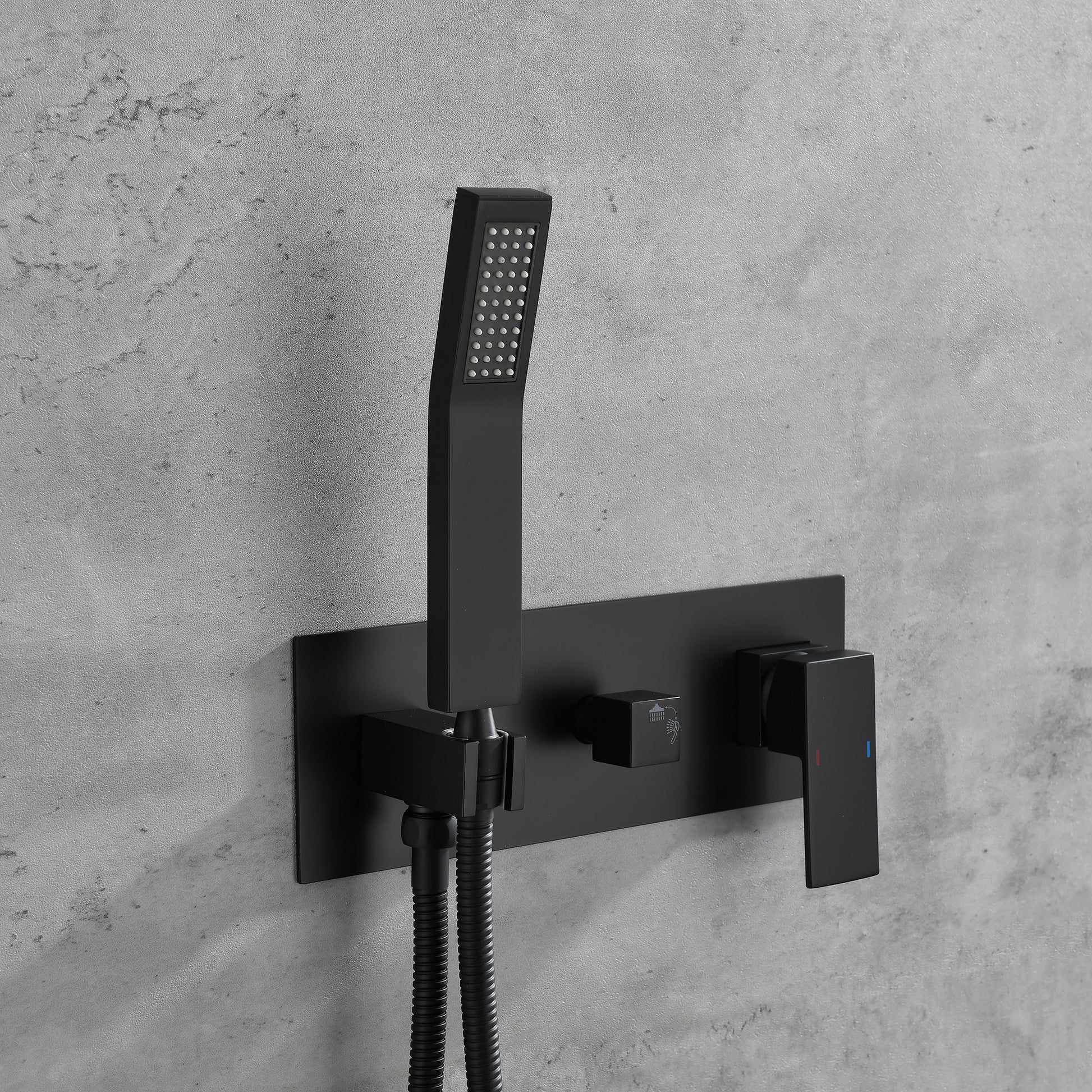 Brass Matte Black Shower Faucet With Shower System, 10 Inch Shower Head And Handheld Spray Bathroom Deluxe Faucet Combination