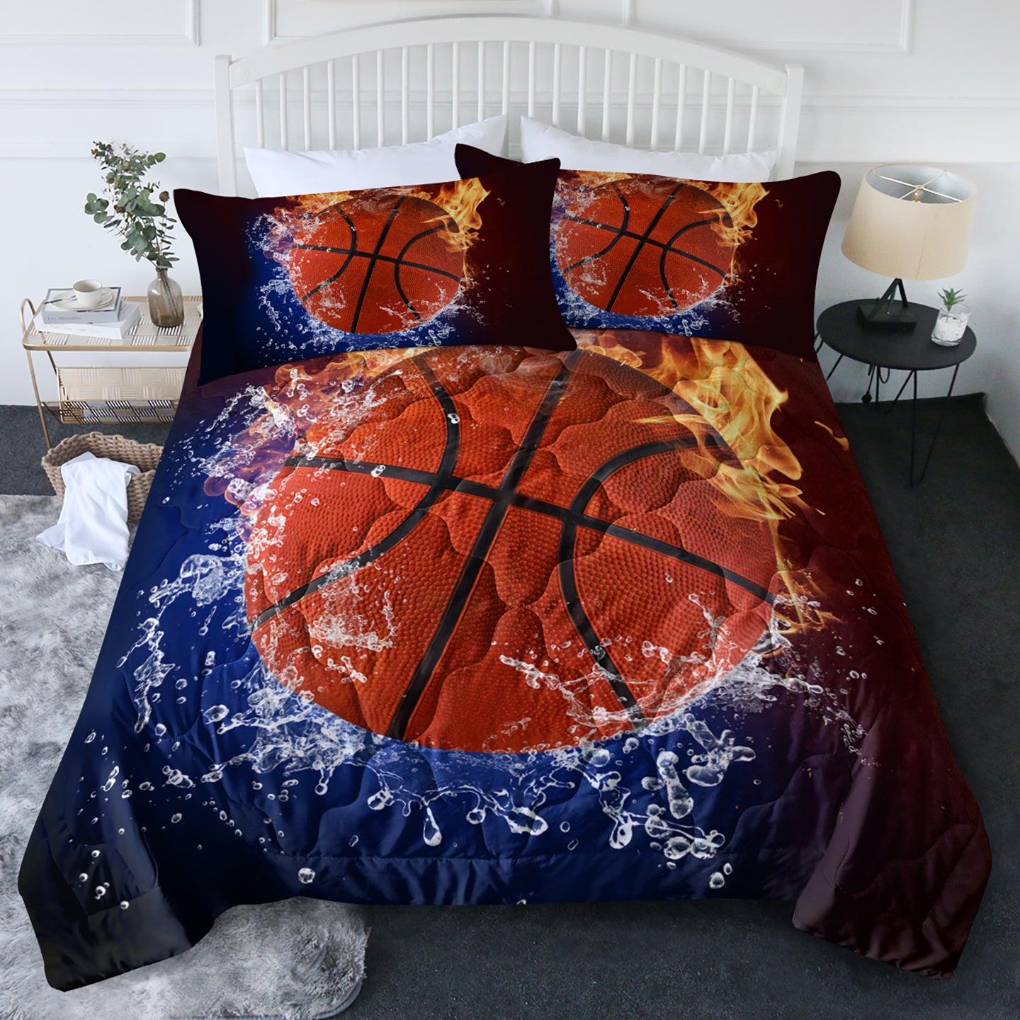 Sports Basketball Bedding Comforters Sets 3 Pieces Fire Bedding Sets
