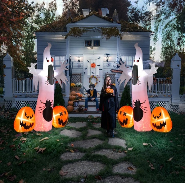 11.8 FT Halloween Inflatables Ghost Spider Pumpkin Outdoor Decorations - CJDS - FC