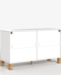 6-Drawer Double Dresser In White, Modern Storage Cabinet With Metal Handles & Solid Wood Legs, Dresser Drawer Organizer For Kids Bedroom, Heavy-Duty Wooden Dresser With Pre-Installed