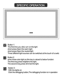 60  X 32  LED Bathroom Mirror With Anti-Fog And Touch Sensor - Modern Frameless Lighted Wall Mirror For Bathroom Vanity, Shower Room, Or Dressing Area