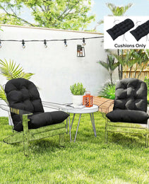 Outdoor Adirondack Chair Cushions Set of 2, Tufted High Back Patio Chair Cushions, Black