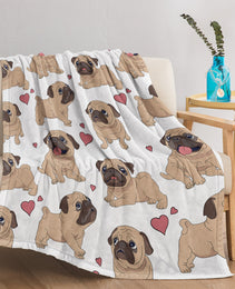 1pc Cute Cartoon Lapdog Heart Pattern Cute Pet Style Soft And Skin Friendly Blanket Cover Blanket Casual Blanket