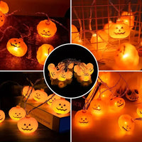 Outdoor Indoor Halloween Glow Pumpkin Lantern String Lights 3D Shape 10/20 LED Battery Operated For Home Holiday Party Decor
