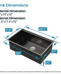 Stainless Steel Kitchen Sink, Single Bowl, Undermount Handmade Sink In Black, With Cutting Board, Colander