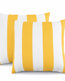2 Pack Outdoor Throw Pillows, Waterproof & Fade-Resistant Patio Cushions For Garden, Porch, Poolside Furniture - Soft & Comfortable Decorative Pillow Covers 18x18 Inch, Yellow White