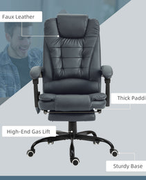 7-Point Vibrating Massage Office Chair High Back Massaging Office Desk Chair with Lumbar Support, Footrest, Blue