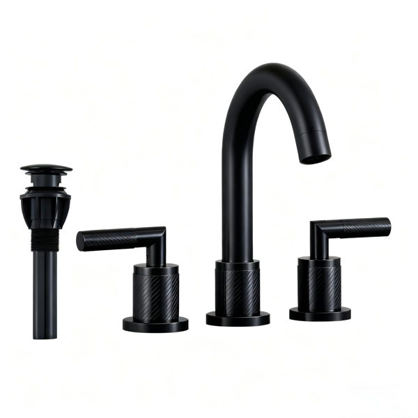 Bathroom Faucet 2 Handle Matte Black Bathroom Sink Faucet Widespread 3 Hole 360° Swivel Spout Modern Sink Basin Faucets 8 Inch[Unable Ship Weekends, TK/TEMU Only For Pickup]