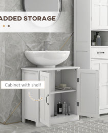 Bathroom Sink Cabinet, Pedestal Sink Cabinet with Adjustable Shelf, White