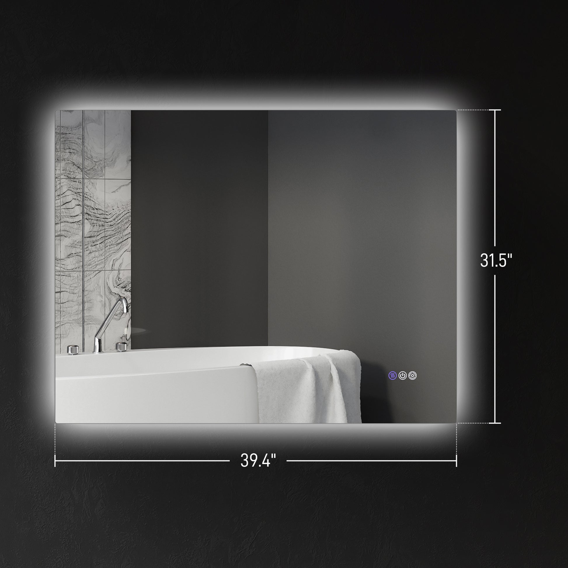 Dimmable Bathroom Mirror With Lights, 39" X 32" Backlit LED Mirror W/ Anti-Fog, Memory & Infinite Color Temperature