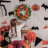 1Pc 17.71IN Autumn Wreath With Pumpkin Mixed Leaves Berries Flowers Fall Decoration For Indoor Outdoor Window Wall Front Door In Halloween Thanks Giving Day - CJDS - FC