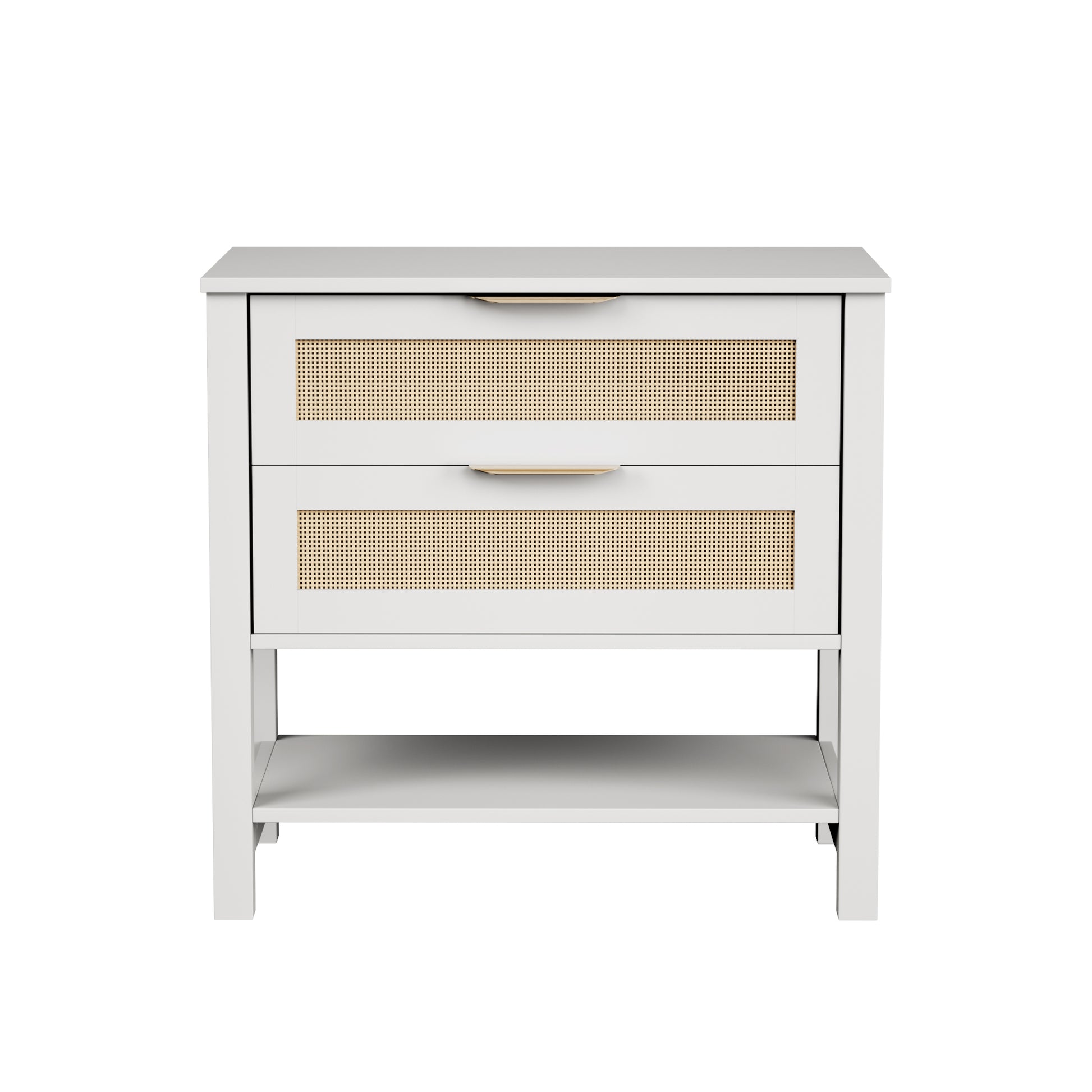 Rattan Nightstand With 2 Drawers And Storage Shelf Boho Bedside Narrow Side Table For Bedroom
