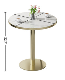 Round Modern Dinning Table 31.5 Inches Bistro Table Tulip Table With Faux Marble Top,Easy Assemble,Sturdy Metal Frame Diameter