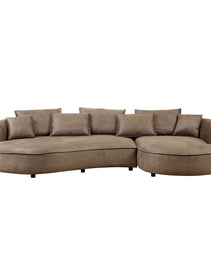 128.74 Inch Modern Sectional Curved Sofa Couch For Living Room,Leathaire Upholstered 5-Seat Sofa Couch, Technology Cloth Couch Set For Apartment Office,Brown