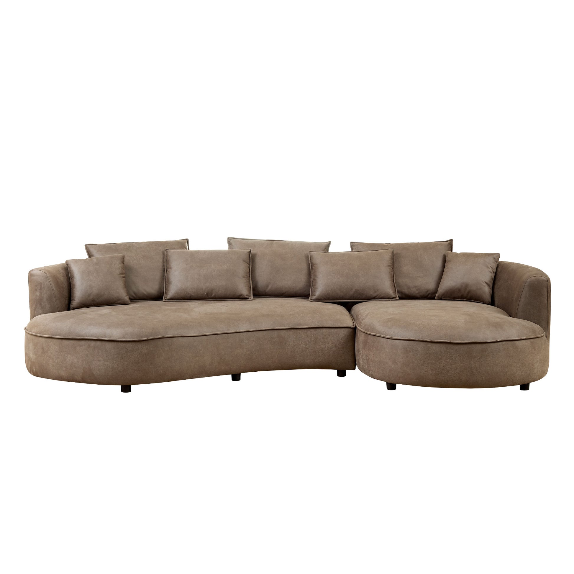 128.74 Inch Modern Sectional Curved Sofa Couch For Living Room,Leathaire Upholstered 5-Seat Sofa Couch, Technology Cloth Couch Set For Apartment Office,Brown