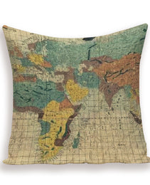 New Retro Toss Pillow Case European World Map Cushion Cover Seat Sofa Covers Morocco Linen House Home Decor Throw Pillows Cases