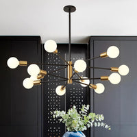 Modern Chandeliers for Dining Room, Black and Gold Chandelier Ceiling Light Fixture 6-Light Sputnik Chandeliers Mid Century Chandeliers for Living Room,Kitchen Island,Bedroom,Foyer