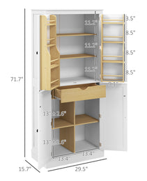 72" Kitchen Pantry Storage Cabinet, Modern Tall Kitchen Cabinet with 5-tier Storage Shelving, 8 Spice Racks, Drawer