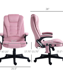 6 Point Executive Office Chair with Heat, Velvet High Back Vibrating Massage Office Chair, Pink