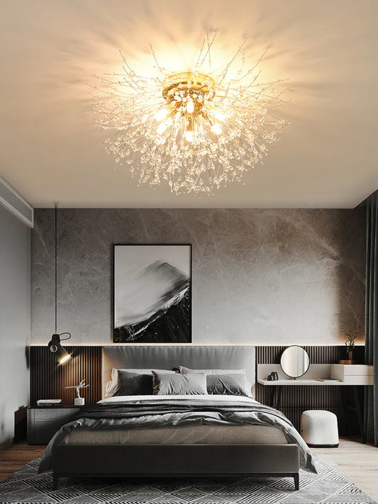 Dandelion Crystal Chandelier Nordic Modern Living Room Dining Room Bedroom Ceiling Light Room Light Fireball Decorative Light