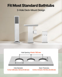Roman Tub Faucet, 3 Hole Waterfall Bathtub Faucet, Roman Bathtub Faucets Set With Shower Head & 1 Handle, Deck Mount Bath Tub Faucets Set For Adult Bathing, Brushed Stainless Steel, Drip-Free
