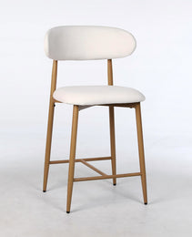 Counter Height Bar Stools Set Of 2, Upholstered Counter Stools Modern Barstools With Metal Legs For Kitchen Island Dining Room, Beige