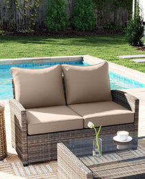 4 Patio Chair Cushions with Seat & Backrest, Fade Resistant Seat Replacement Cushion Set, Beige