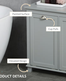 Dual Tilt out Laundry Hamper Cabinet, Bathroom Storage Cabinet with 2-Compartment Hamper, Modern Bathroom Floor Cabinet for Washroom, Gray