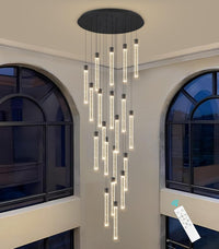 35-Light Long Large Modern Led Crystal Chandeliers Modern Spiral Chandeliers High Ceilings Chandelier for Staircase Foyer Chrome