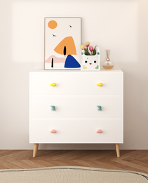 Kids 3 Drawer Dresser, Baby Nightstand For Bedroom, Storage Cabinet For Toddler Child For Living Room, Toddler Room, Nursery, Closet, Apartment White