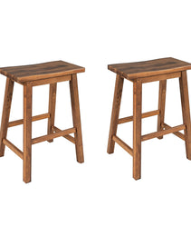 TOPMAx Farmhouse Rustic 2- Piece Counter Height Wood Kitchen Dining Stools For Small Places  Walnut