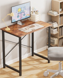 Computer Desk For Home Office, Modern Study Work Table Simple Style For Bedroom, Writing Desks With X-Shaped Reinforcement, Rust