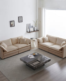 2 - Piece Living Room Set , 2 Pieces Upholstered Loveseat And Couch For Home Office Lounge,  Sofa Set Of 2, 2-Piece 2-2 Seat Couch Set For Living Room ,Beige Chenille