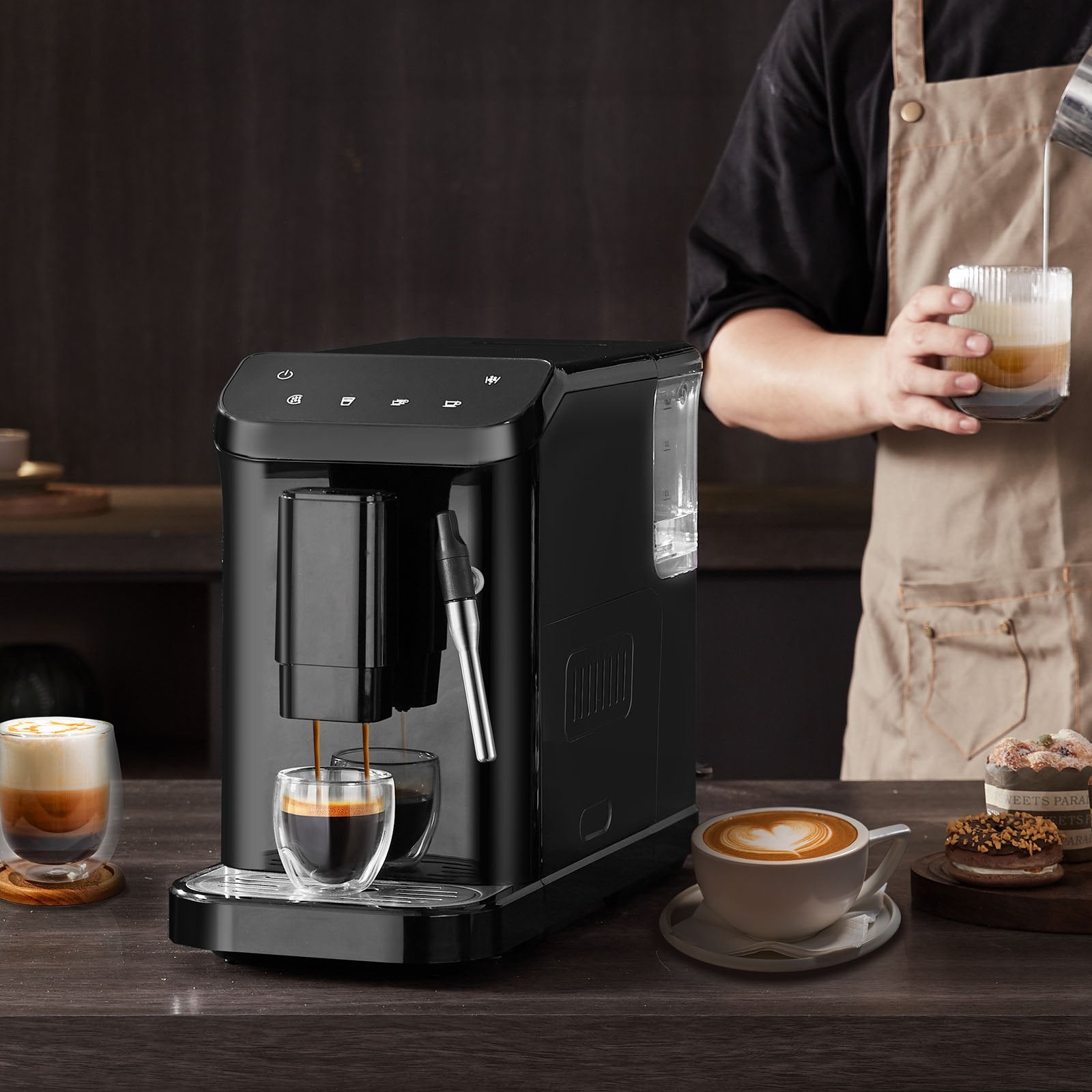 Automatic Espresso Machine 20Bar W/ Frother Steam Wand & 15 Grinding Level