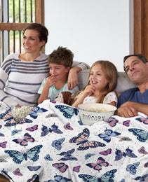 Garden Purple Butterfly Flannel Throw Blanket Soft Blankets And Throws Lightweight Plush Butterflies Lovers Gifts For Women Kids Girls