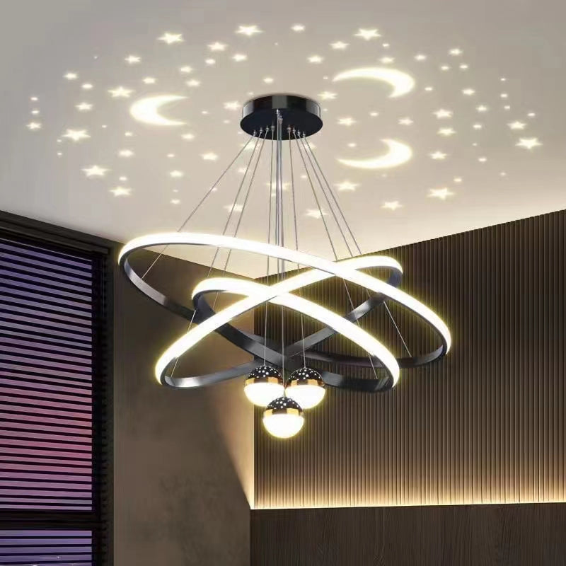 Carina 82W Black Tri-Color Modern Iron LED Indoor Chandelier
