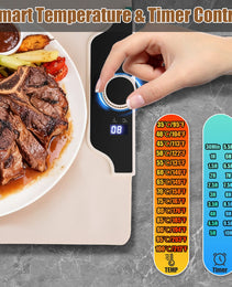 Food Warming Mat 23.6X15.8In 300W Fast Heating Electric Silicone Food Warmer With 14 Temp Levels 10Hrs Timer Settings Roll-Up Portable Hot Plates Heat Pad For Parties Buffet