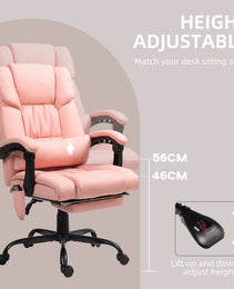 Massage Office Chair with 6 Vibrating Points, High Back Reclining Office Chair with Footrest and Remote, Pink