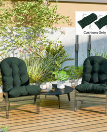 Outdoor Adirondack Chair Cushions Set of 2, Tufted High Back Patio Chair Cushions, Dark Green